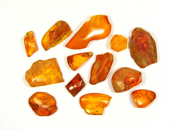 Lot of 13 Vintage Baltic Amber Stone 30gr  Brown Cognac Transparent Natural A0022