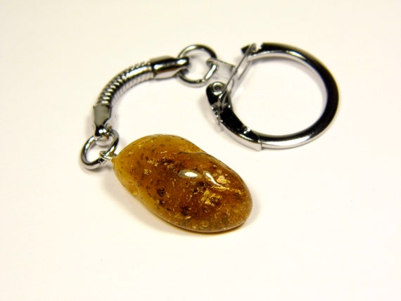 Baltic Amber Keychain Keyring Pendant Charm Souvenir Green Natural Stone 5095