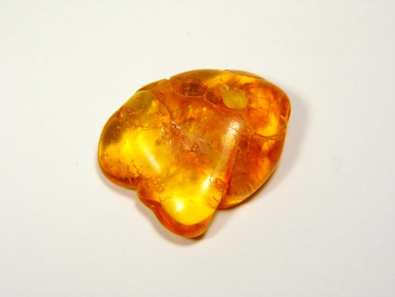 Baltic Amber Pendant Amulet With Hole 1.9gr. Cognac Brown Transparent Stone 6043