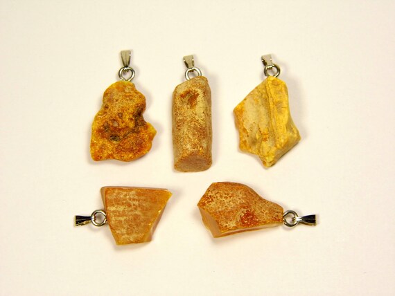 Lot of 5 Baltic Amber Pendants 7gr. Brown Women's Raw Natural Gemstone 4483