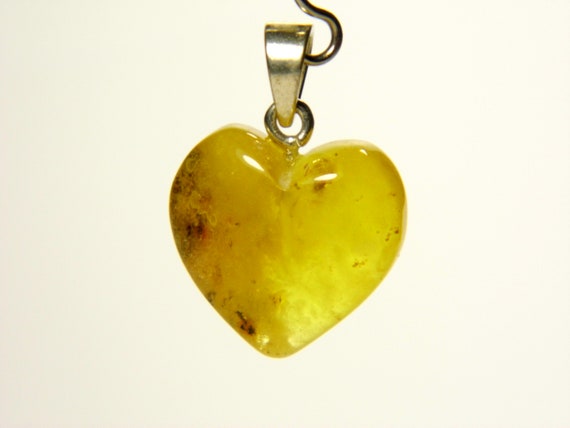 Baltic Amber Heart Pendant Charm 0.67x0.63" Yellow Natural Genuine Gemstone 4791