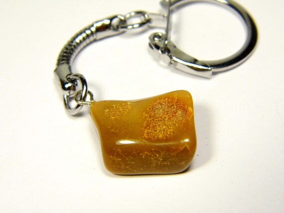 Baltic Amber Keychain Keyring Pendant Charm Souvenir Brown Stone Natural 5353