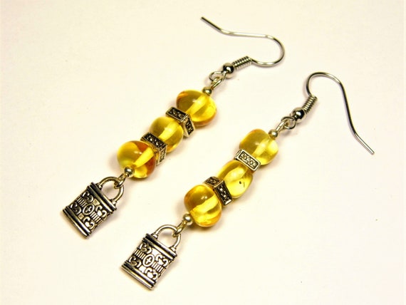 Natural Baltic Amber dangle / drop women's earrings honey / transparent AP1011