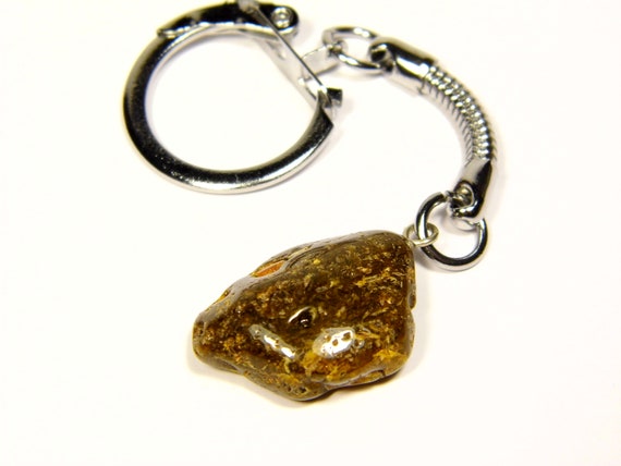 Baltic Amber Keychain Keyring Pendant Charm Souvenir Brown Green Black A0099