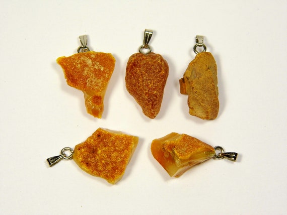 Lot of 5 Baltic Amber Pendants 6.9gr. Brown Women's Raw Natural Gemstone 4474