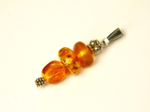 Baltic Amber Pendant Charm Brown Natural Stone Genuine Gemstone A0319