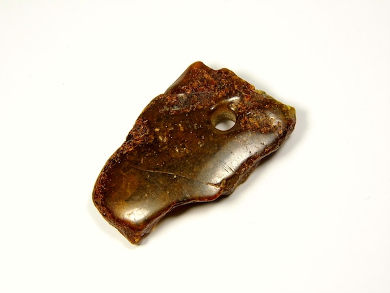 Baltic Amber Pendant Amulet With Hole 13gr. Brown Green Natural Stone 5783