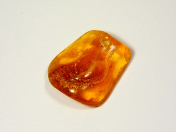 Baltic Amber Pendant Amulet With Hole 2.4gr. Cognac Brown Transparent Stone 6039