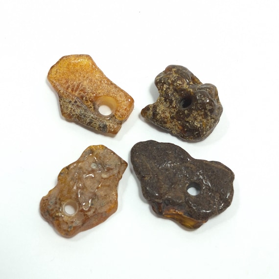 Lot of 4 Baltic Amber Pendants Brown Natural Gemstone A0453