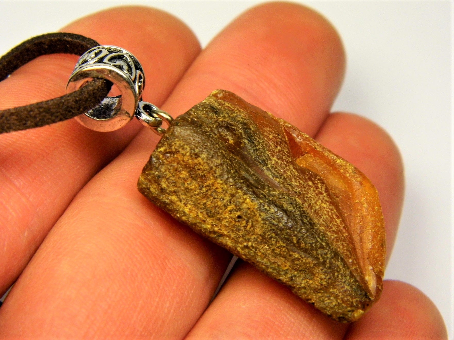 Raw unpolished genuine Baltic Amber necklace pendant natural unique