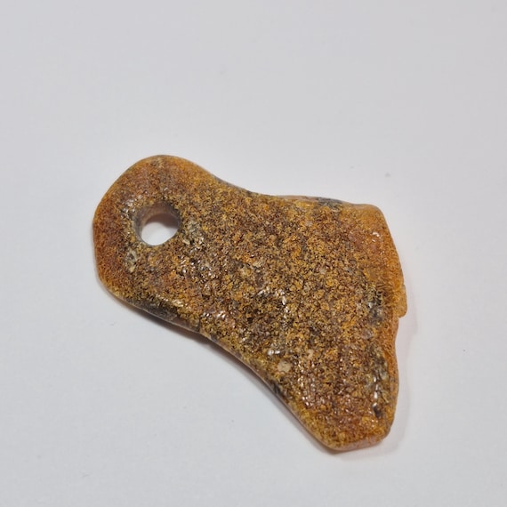 Baltic Amber Pendant Amulet With Hole Brown Cognac Natural Stone Genuine A0449