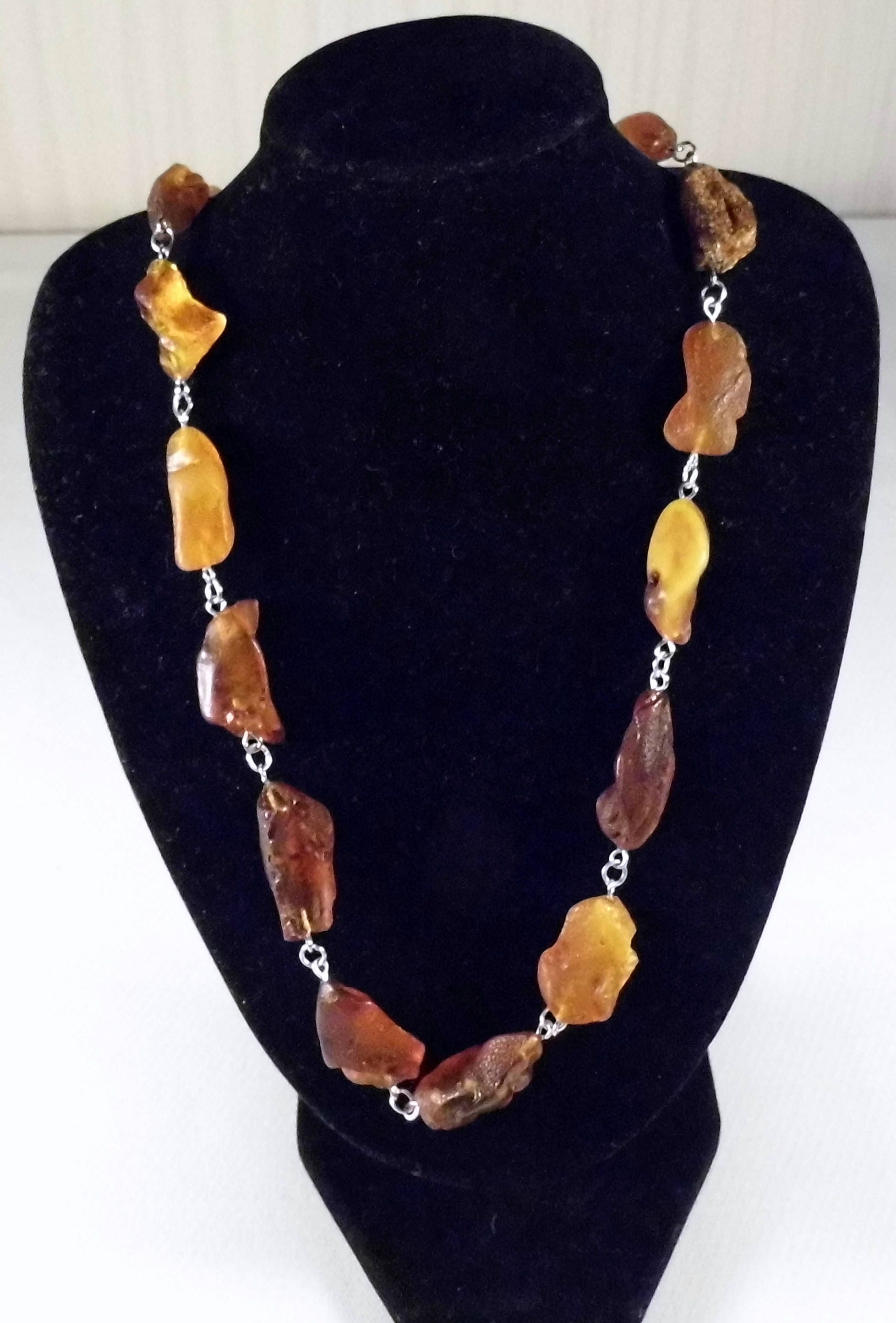 Raw unpolished rough Baltic Amber stone necklace natural genuine ...
