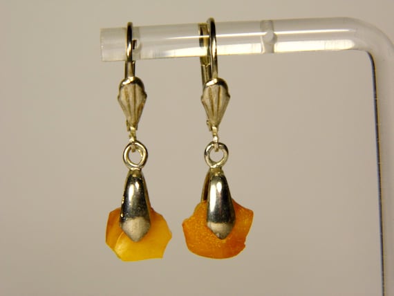 Baltic Amber Dangle Drop Earrings Brown Yellow Natural Stone  Genuine 5949