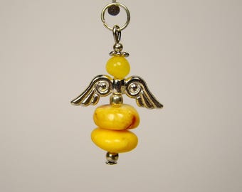 Baltic Amber Angel Pendant Charm Yellow / Butterscotch / Egg Yolk Natural Stone Genuine Gemstone A0333