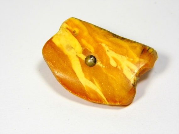 Vintage Baltic Amber Cufflink Butterscotch Egg yolk Yellow Brown Old Stone 6000