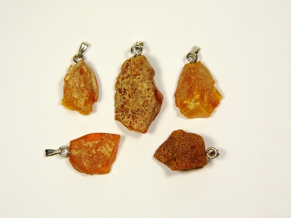 Lot of 5 Baltic Amber Pendants 7.3gr. Brown Women's Raw Natural Gemstone 4467