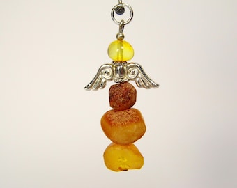 Baltic Amber Angel Pendant Charm Brown Natural Stone Genuine Gemstone A0330