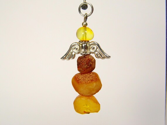 Baltic Amber Angel Pendant Charm Brown Natural Stone Genuine Gemstone A0330