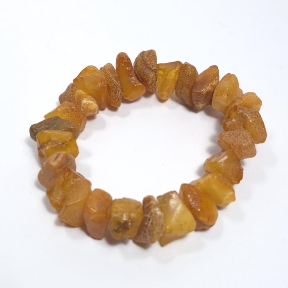 Baltic Amber bracelet natural genuine stones stretchable 19 grams men's / women's / unisex jewelry authentic unique gemstone A0463