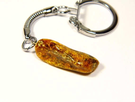 Baltic Amber Keychain Keyring Pendant Charm Souvenir Brown Stone Natural 5185