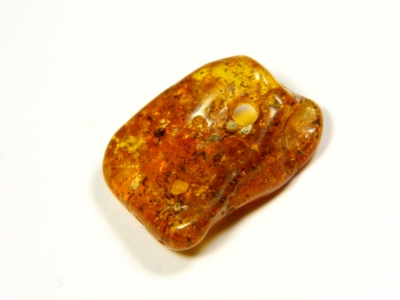 Baltic Amber Pendant Amulet With Hole 1.8gr. Cognac Brown Transparent Stone 6054