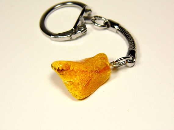 Baltic Amber Keychain Keyring Pendant Charm Souvenir Brown Yellow Natural 5069