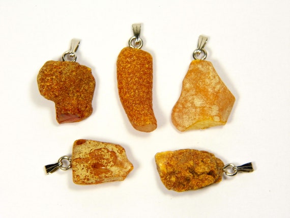 Lot of 5 Baltic Amber Pendants 6.3gr. Brown Women's Raw Natural Gemstone 4485