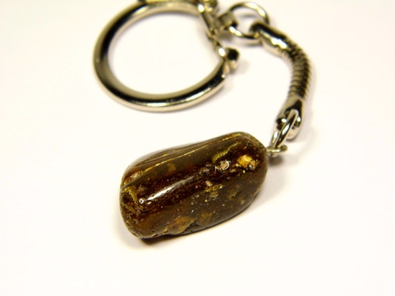 Baltic Amber Keychain Keyring Pendant Charm Souvenir Brown Green Natural 5091