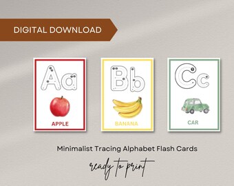 Minimalist Tracing Alphabet Flash Cards | Printable Learning Cards | Montessori