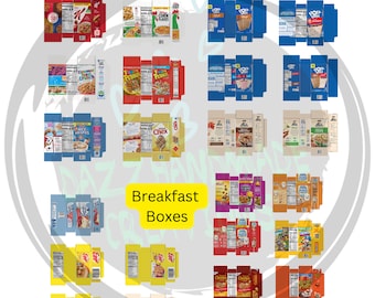2024 29 Breakfast Boxes Set 1,Miniatures, Digital File, Digital Download, Doll House Kitchen, Printable