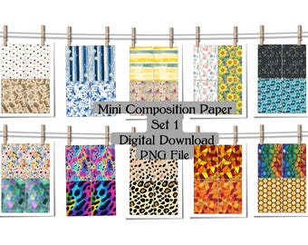 20 Mini Composition Book Covers Set 1, PNG File, Digital Download, Composition Covers