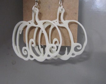 1.5 inch White Pumpkin Earrings, 3d printed