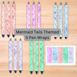 Mermaid Tails Pen Wraps Set, Epoxy Pen Wraps, Digital File, Digital Download, Wrap Png, Pen Wrap Bundle