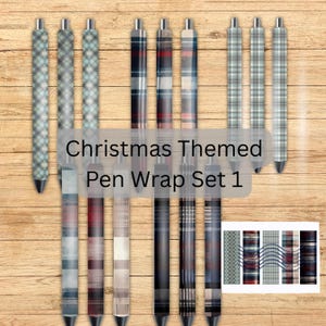 Christmas Holiday 2 Themed Pen Wraps Set 2, Epoxy Pen Wraps, Digital File, Digital Download, Wrap Png, Pen Wrap Bundle