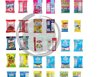 15 Mini Gummy Candy Bags Set 1,Miniatures, Digital File, Digital Download, Doll House Printable, Mini Books