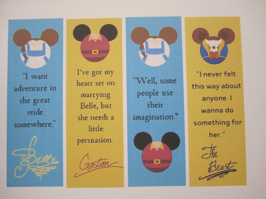 Beauty and Beast Themed Bookmarks Set of 4, Digital File, Digital ...