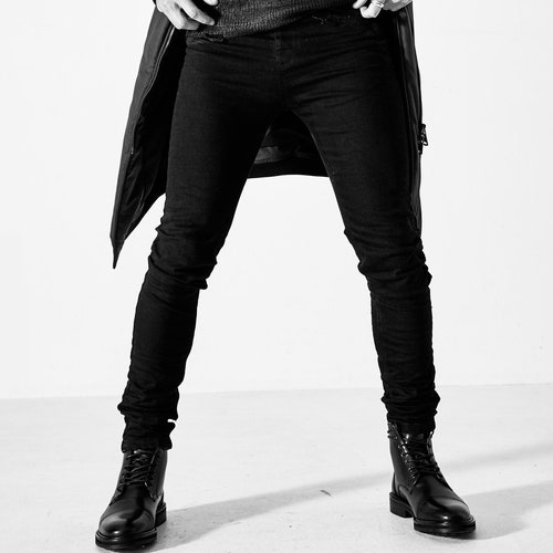 Men's Skinny Jeans in Black Stretch Denim (Nicks)
