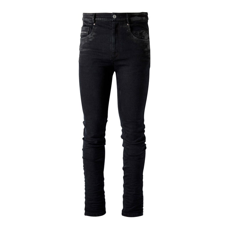 Men's Skinny Jeans in Black Stretch Denim Nicks image 3