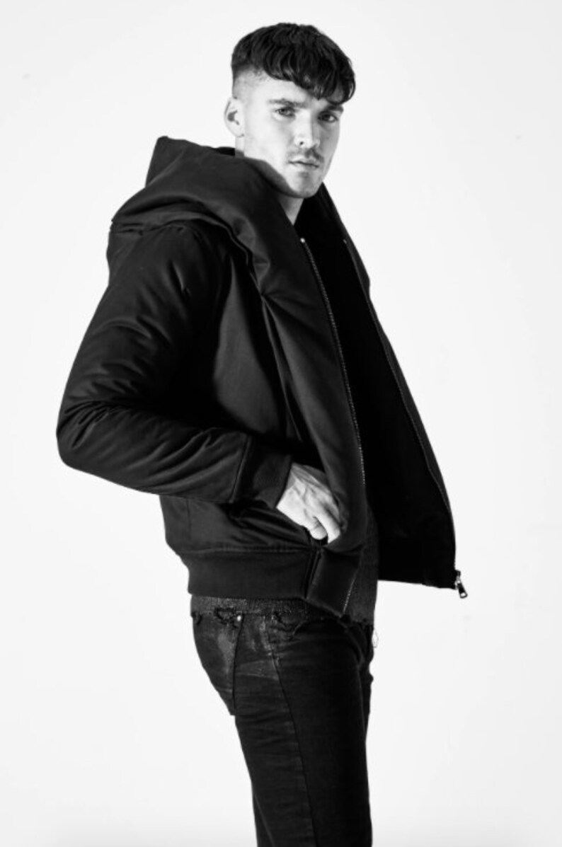 Men's Skinny Jeans in Black Stretch Denim Nicks image 6