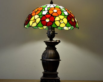 Spring table lamp / Easter stained glass lamp / Spring bouquet in stained glass windows