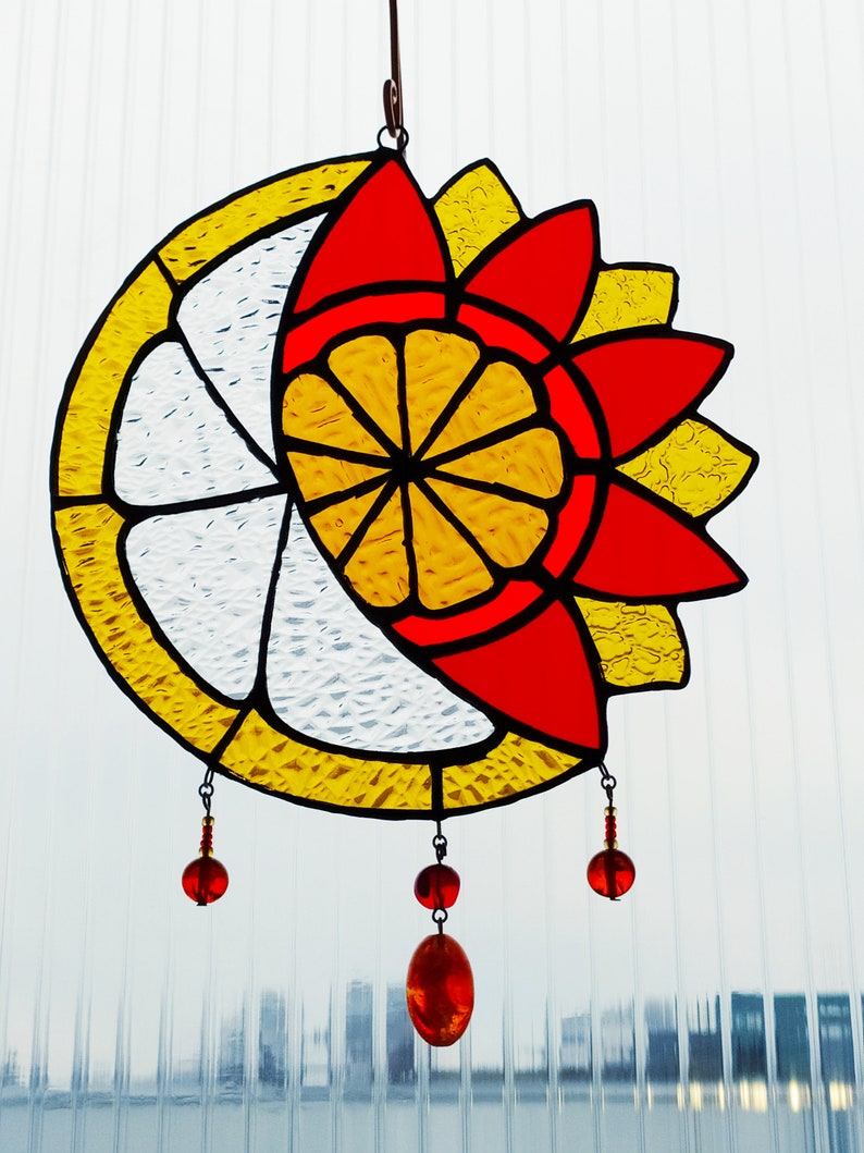 Stained Glass Hanging. Citrus Dreamcatcher Tiffany Glass Etsy