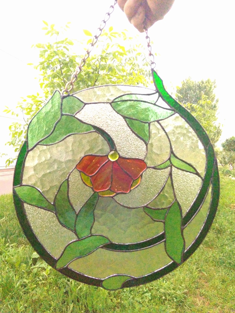 Flower Suncatcher. Stained Glass Window Hanging. Tiffany Glass Etsy