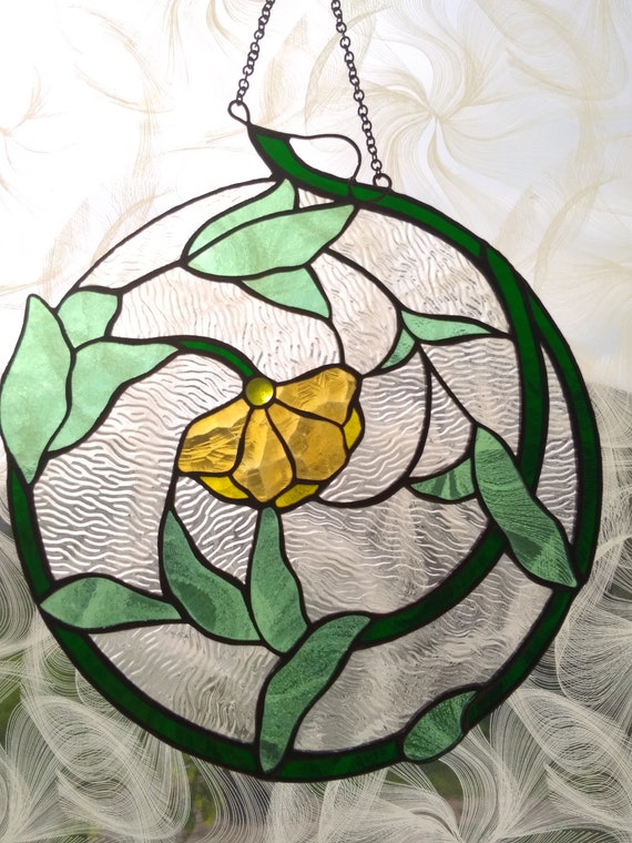 Flower Suncatcher Stained Glass Window Hanging 50