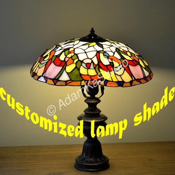 Parrots Stained Glass Lamp Tiffany Lamp Stained Glass Desk Etsy