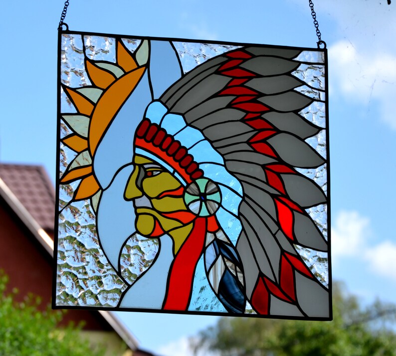 Indian Stained Glass Panel Tiffany Method Suncatcher Window Etsy