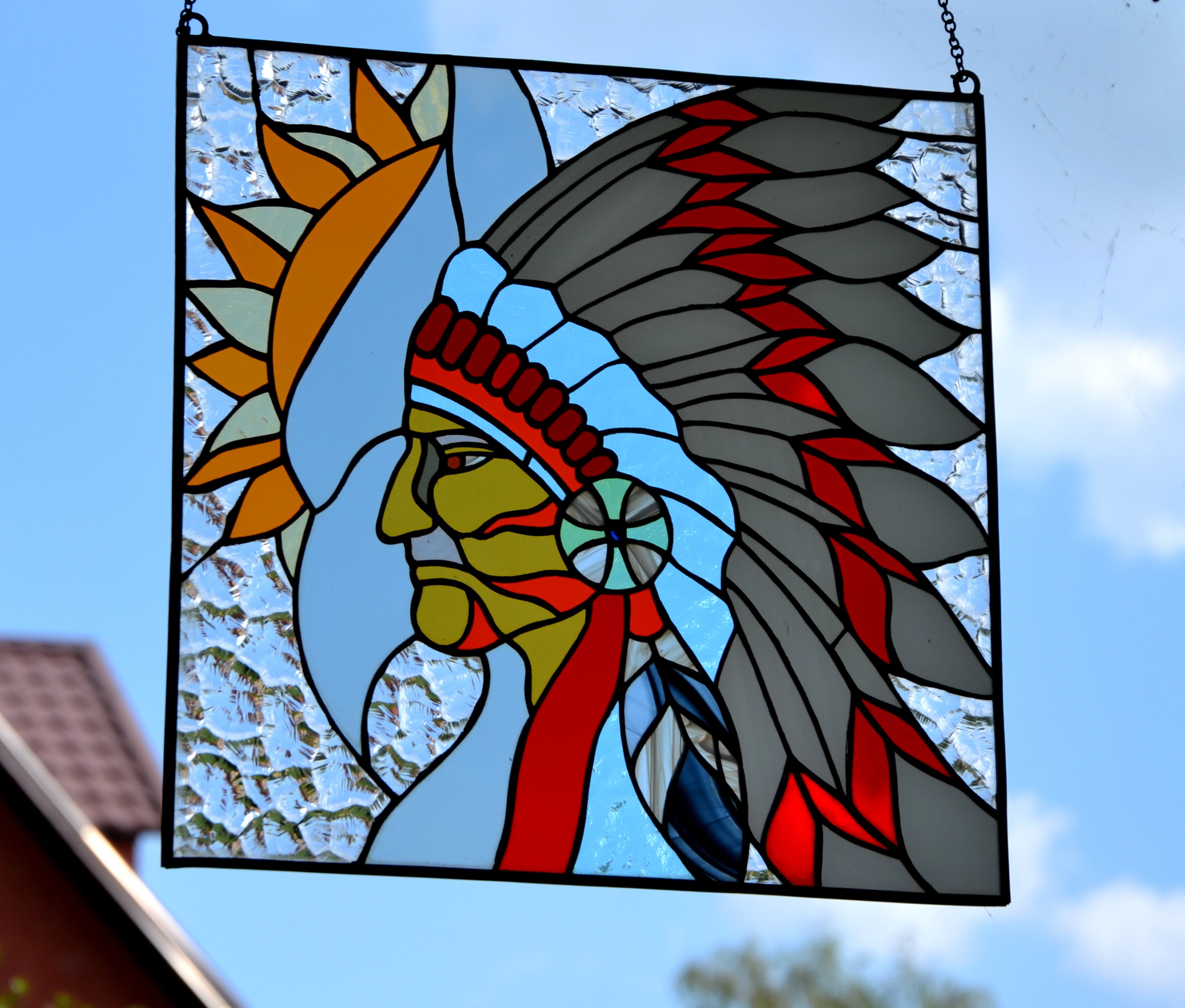 Indian Stained Glass Panel Tiffany Method Suncatcher Window Etsy