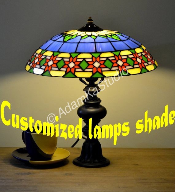 Stained Glass Table Lamp Embroidery Glass Lamp Etsy
