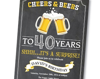 surprise 30th birthday invitation cheers and beers to 30 etsy