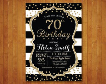 70th Birthday Invitations Etsy
