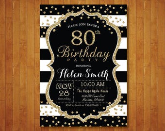 80th birthday invitations etsy
